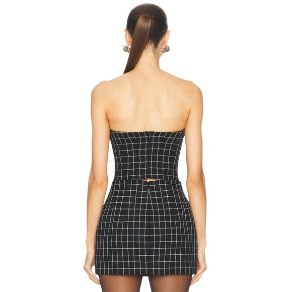 WARDROBE.NYC Corset Top in Black Plaid Small New Womens Strapless Bustier - Picture 2 of 9